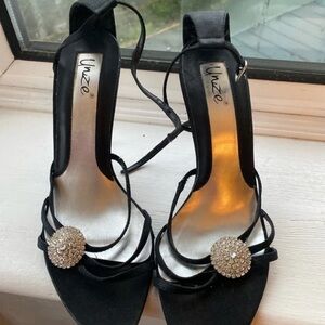 Black Strappy Heels with Embellishments